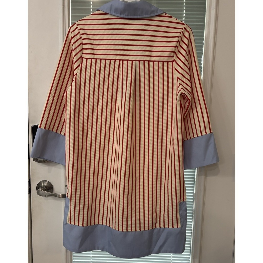 Entro Women's S Striped Block 3/4 Sleeve V-Neck Shift Mini Dress - Picture 6 of 12